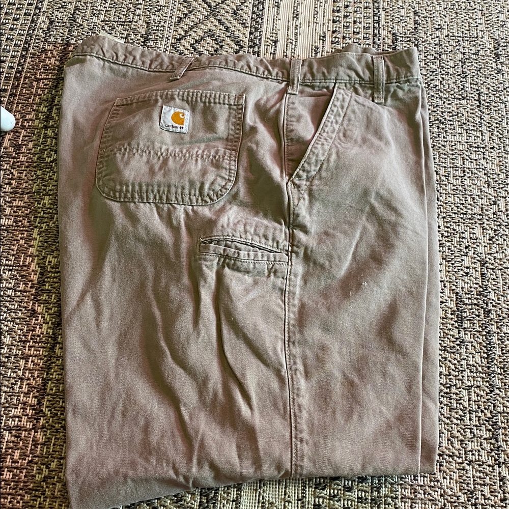 Carhartt Mens Pants Size 46/32 Grey Cotton Flat Front (505)